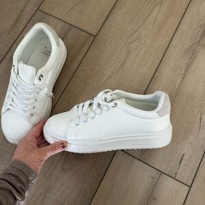 White “a new day” tennis shoe